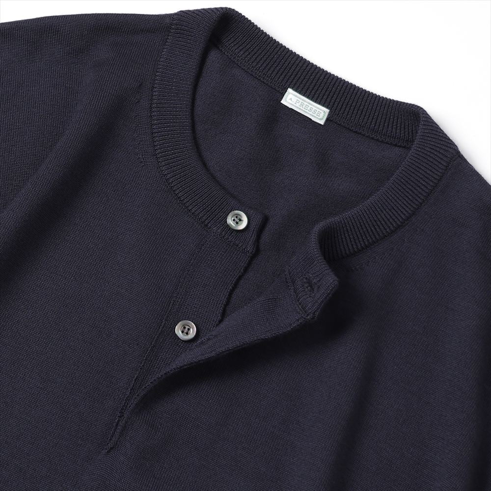 Wool Knit Henley Neck Sweater