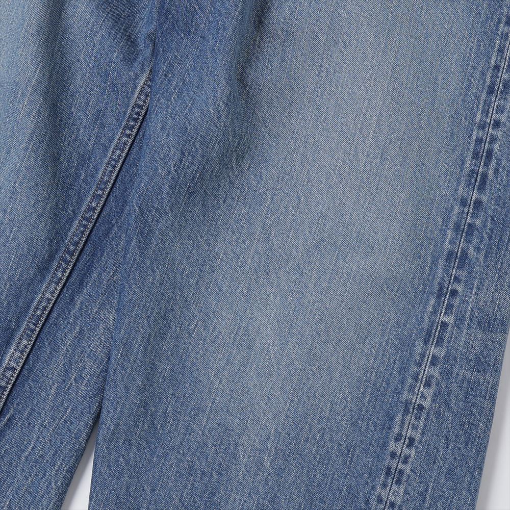 インディゴ スビンコットン 13.5oz バギーデニム(Medium Dark Blue Damage)