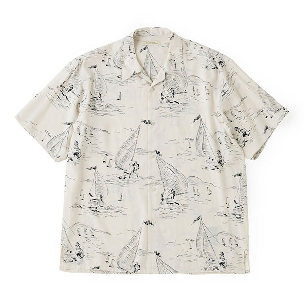 ORIGINAL PRINTED OPEN COLLAR SHIRTS(MARINE) S/S