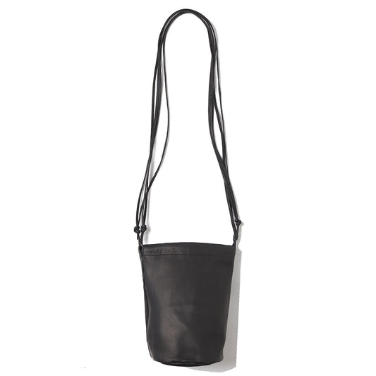 LEATHER BIG ROUND STRING POUCH