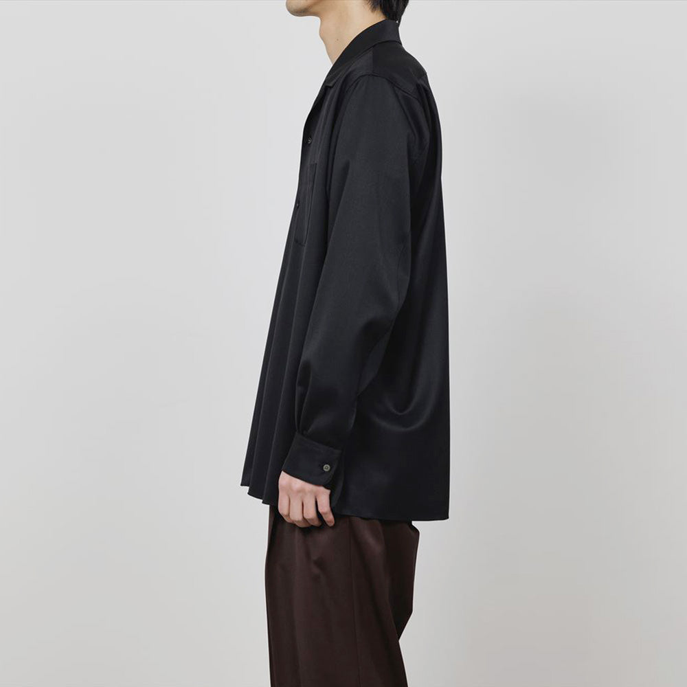 ITALIAN COLLAR SHIRT ORGANIC WOOL GABARDINE