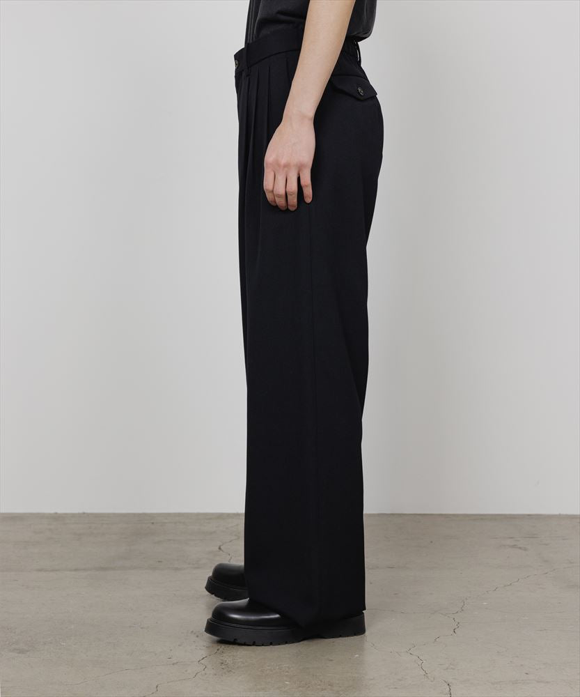 TRIPLE PLEATED WIDE TROUSERS ORGANIC WOOL SURVIVAL CLOTH