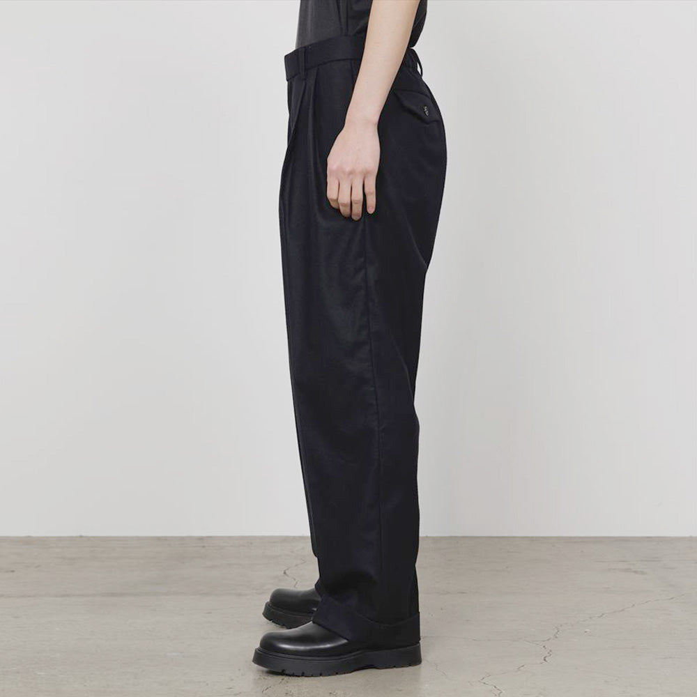 DOUBLE PLEATED WIDE TROUSERS ORGANIC WOOL FLANNEL