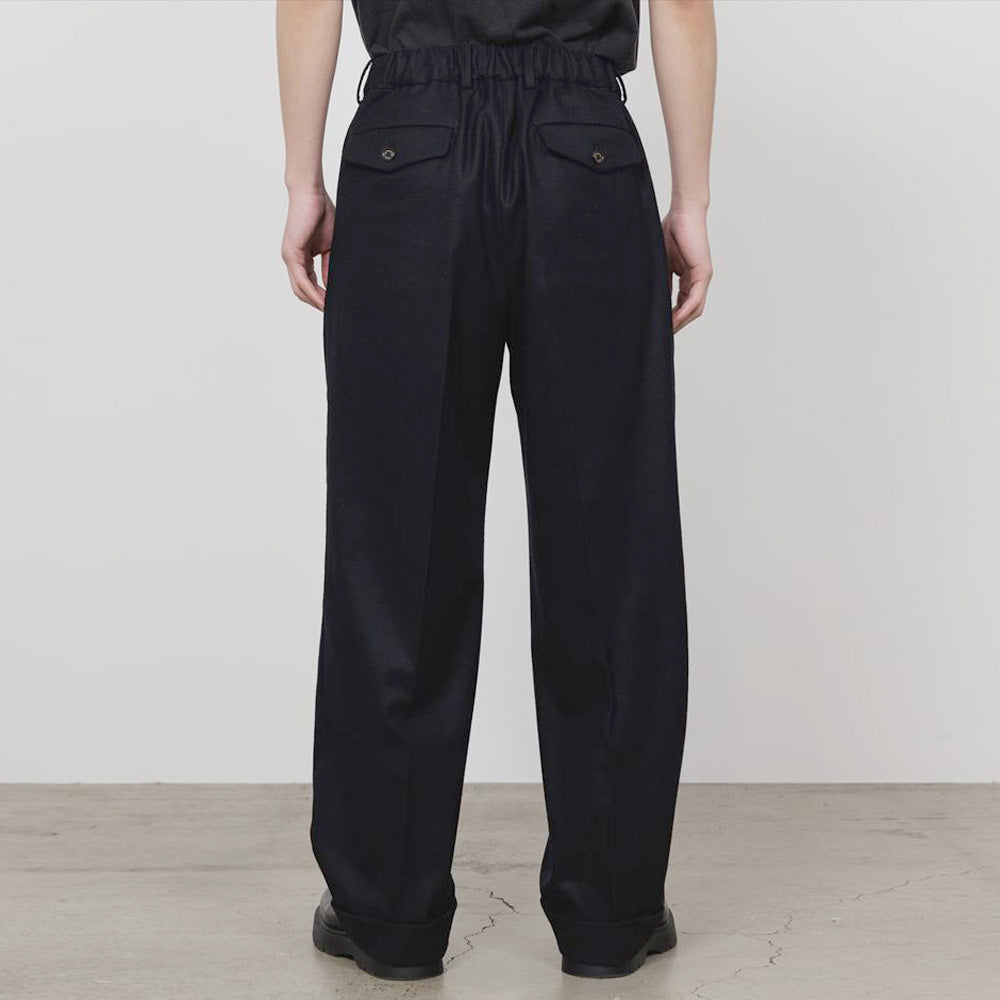 DOUBLE PLEATED WIDE TROUSERS ORGANIC WOOL FLANNEL