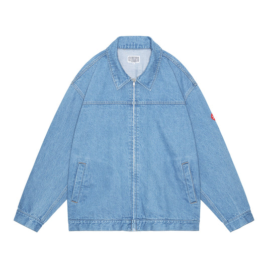 WASHED DENIM ZIP JACKET