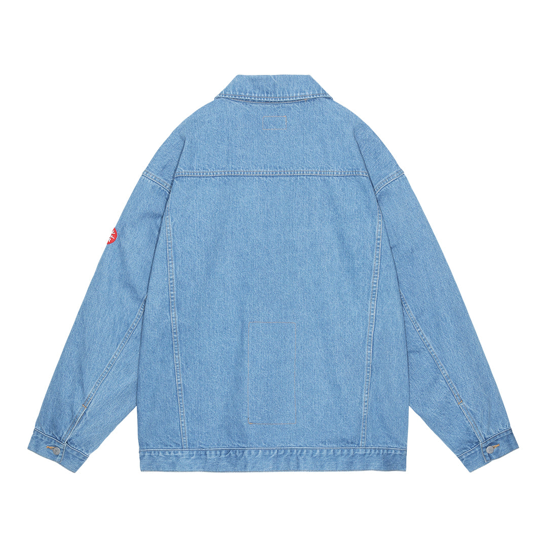 WASHED DENIM ZIP JACKET