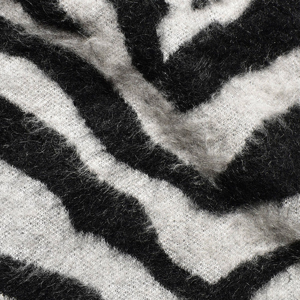 Zebra Mohair Knit Crewneck Pullover