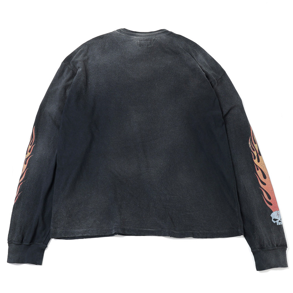 Skull Flame Distressed L/S Tee