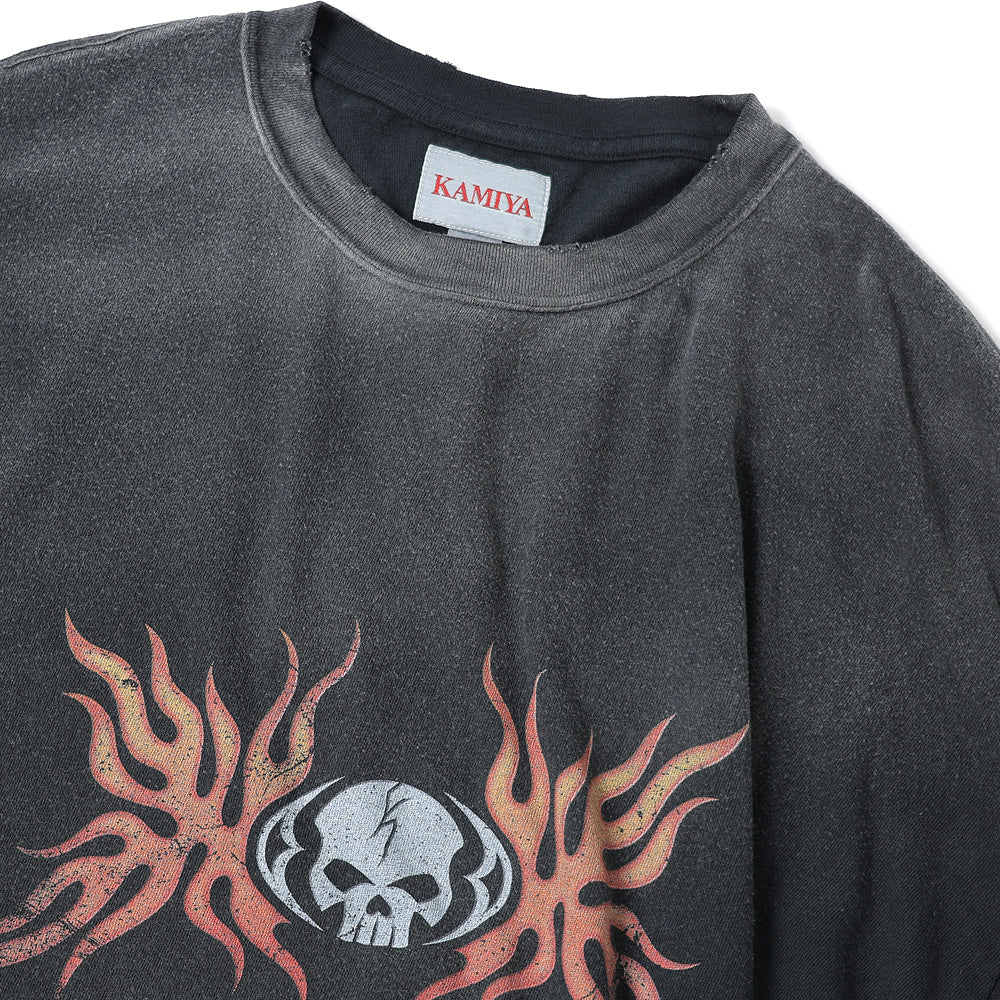 Skull Flame Distressed L/S Tee