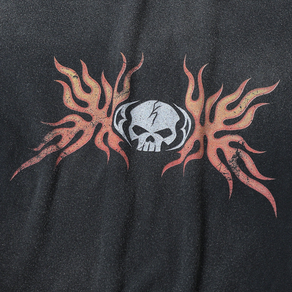 Skull Flame Distressed L/S Tee