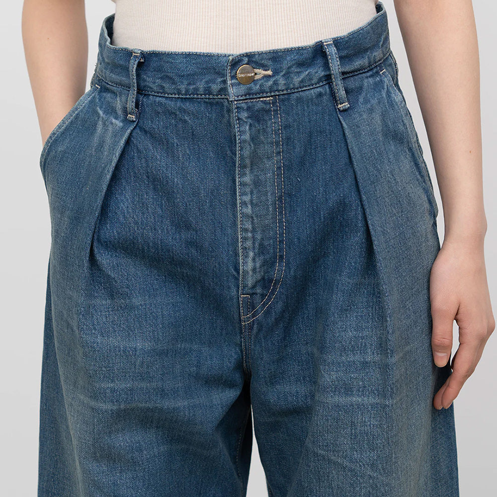 Selvage Denim Two Tuck Wide Pants(Dk.FADE)