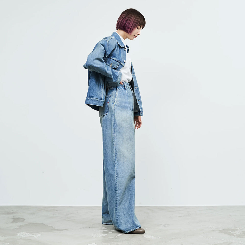 Selvage Denim Two Tuck Wide Pants(Lt.FADE)