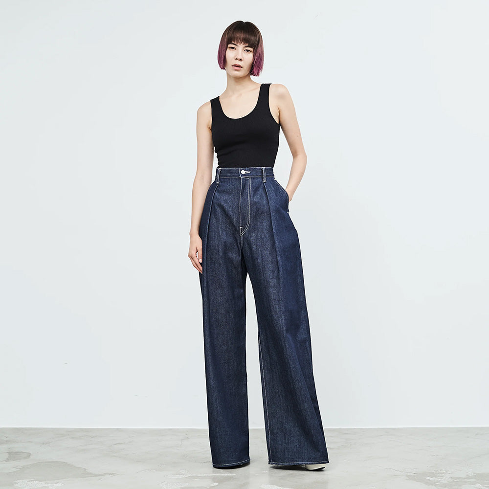 Selvage Denim Two Tuck Wide Pants