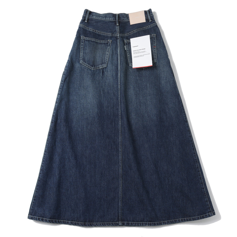 Selvage Denim Skirt-DARK FADE-