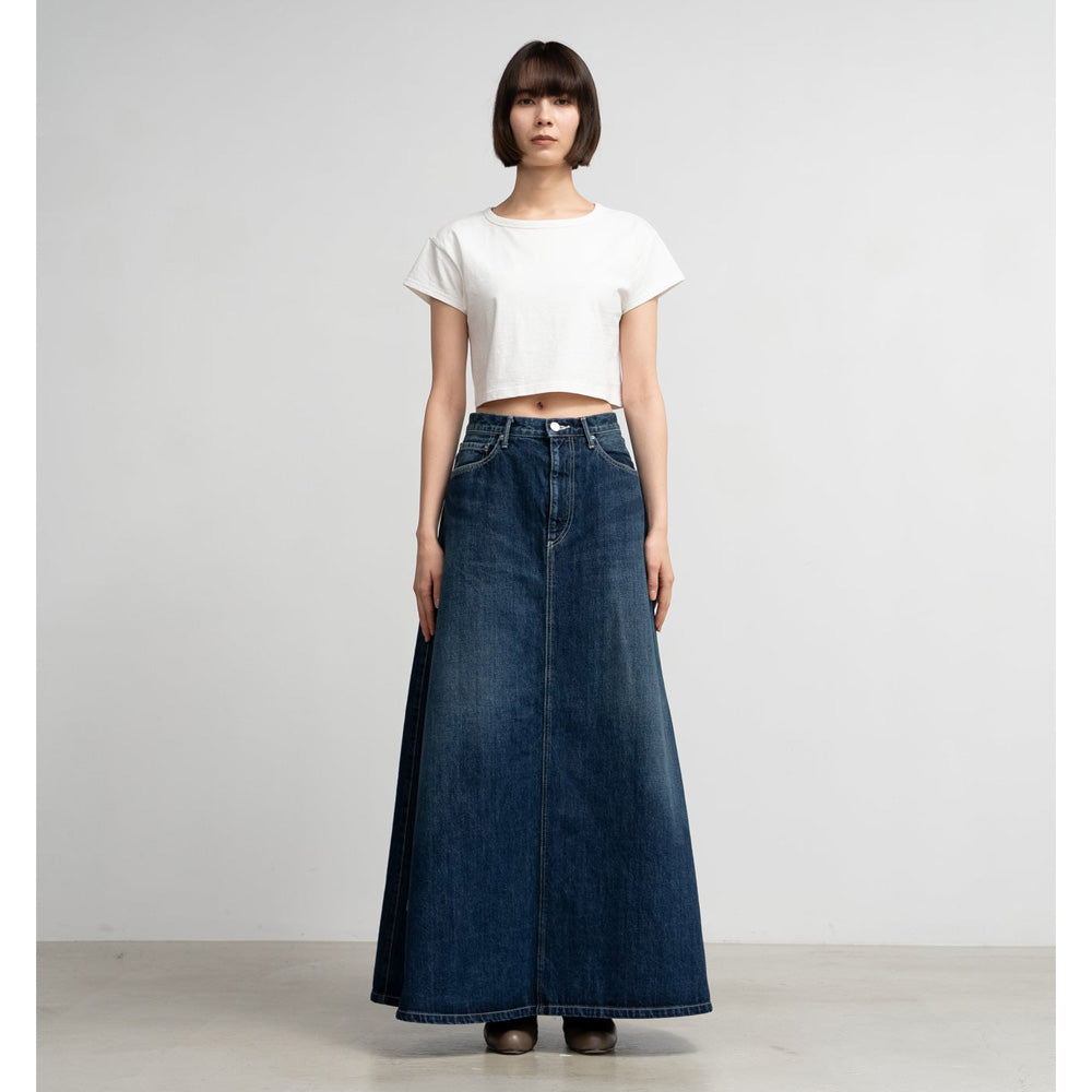 Selvage Denim Skirt-DARK FADE-