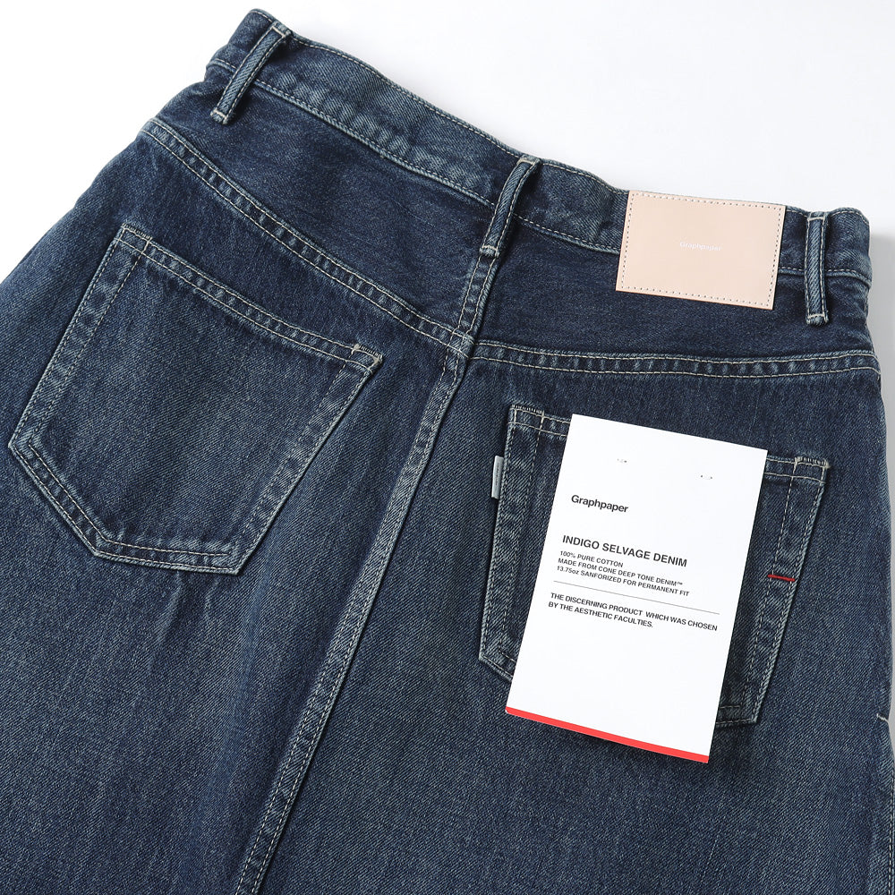 Selvage Denim Skirt-DARK FADE-