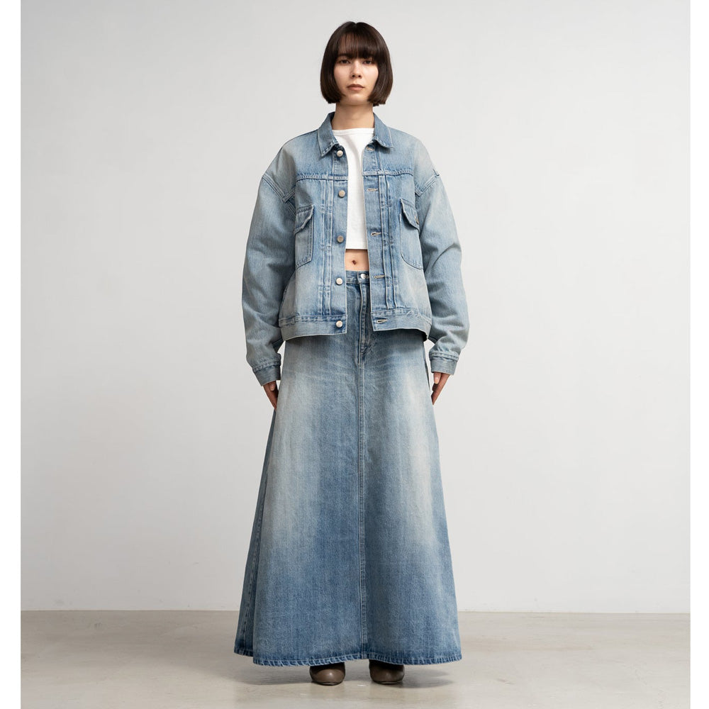 Selvage Denim Skirt-LIGHT FADE-