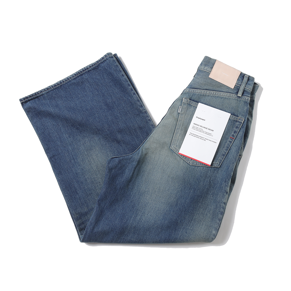 Selvage Denim Two Tuck Wide Pants(Dk.FADE)