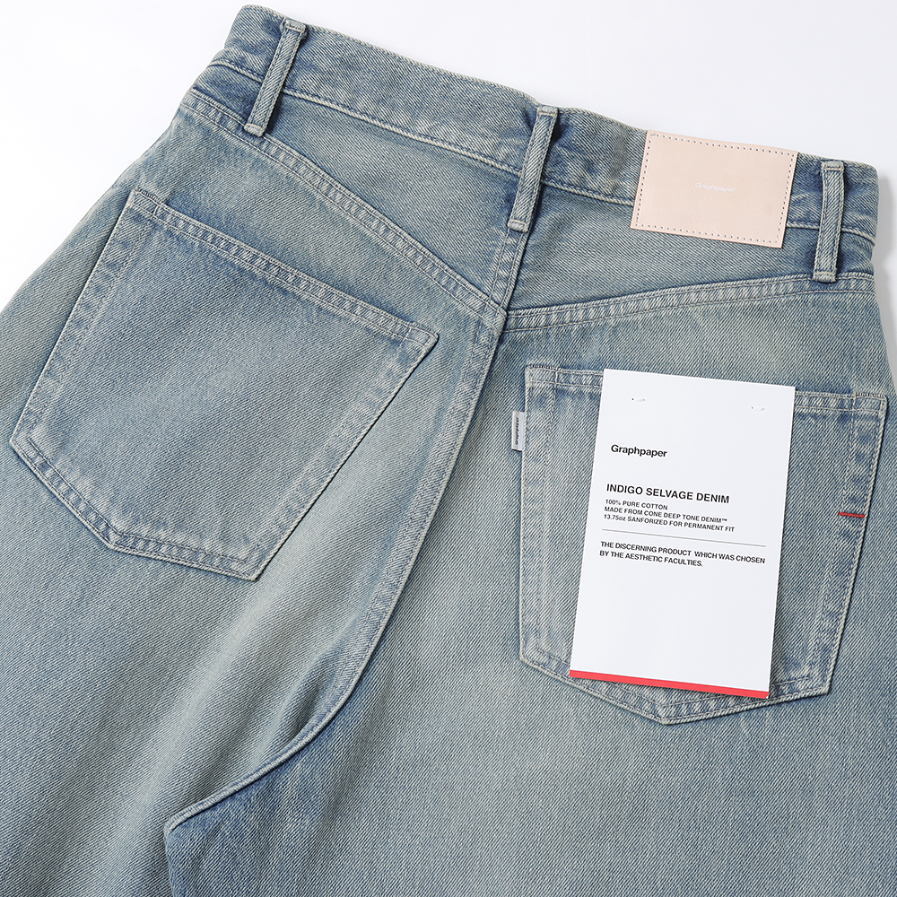 Selvage Denim Two Tuck Wide Pants(Lt.FADE)