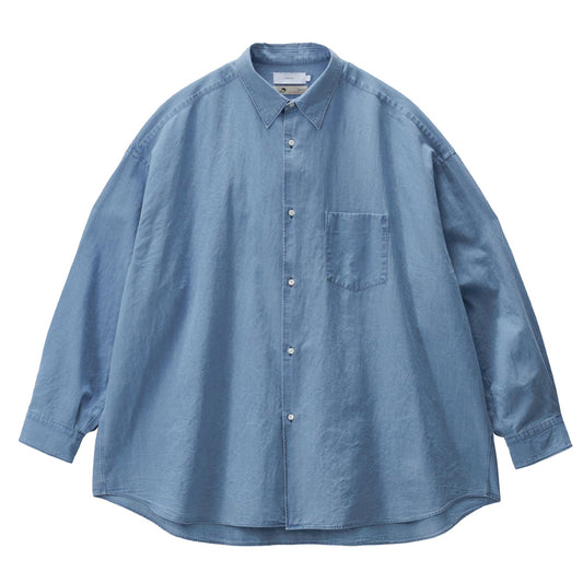 SIDOGRAS Indigo Poplin L/S Oversized Regular Collar Shirt