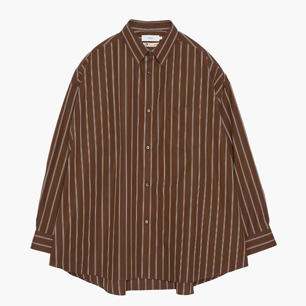 SIDOGRAS Striped Long-Sleeve Oversized Regular Collar Shirt
