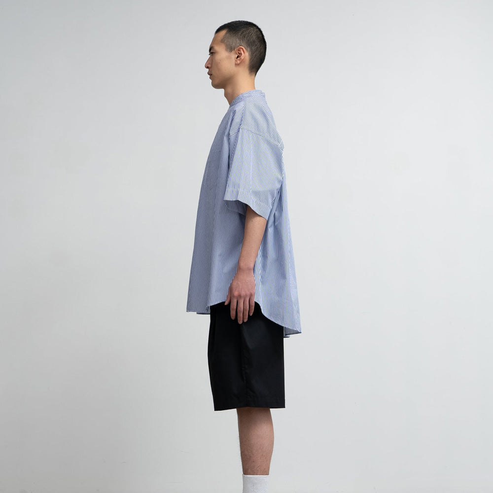 Broad S/S Oversized Band Collar Shirt