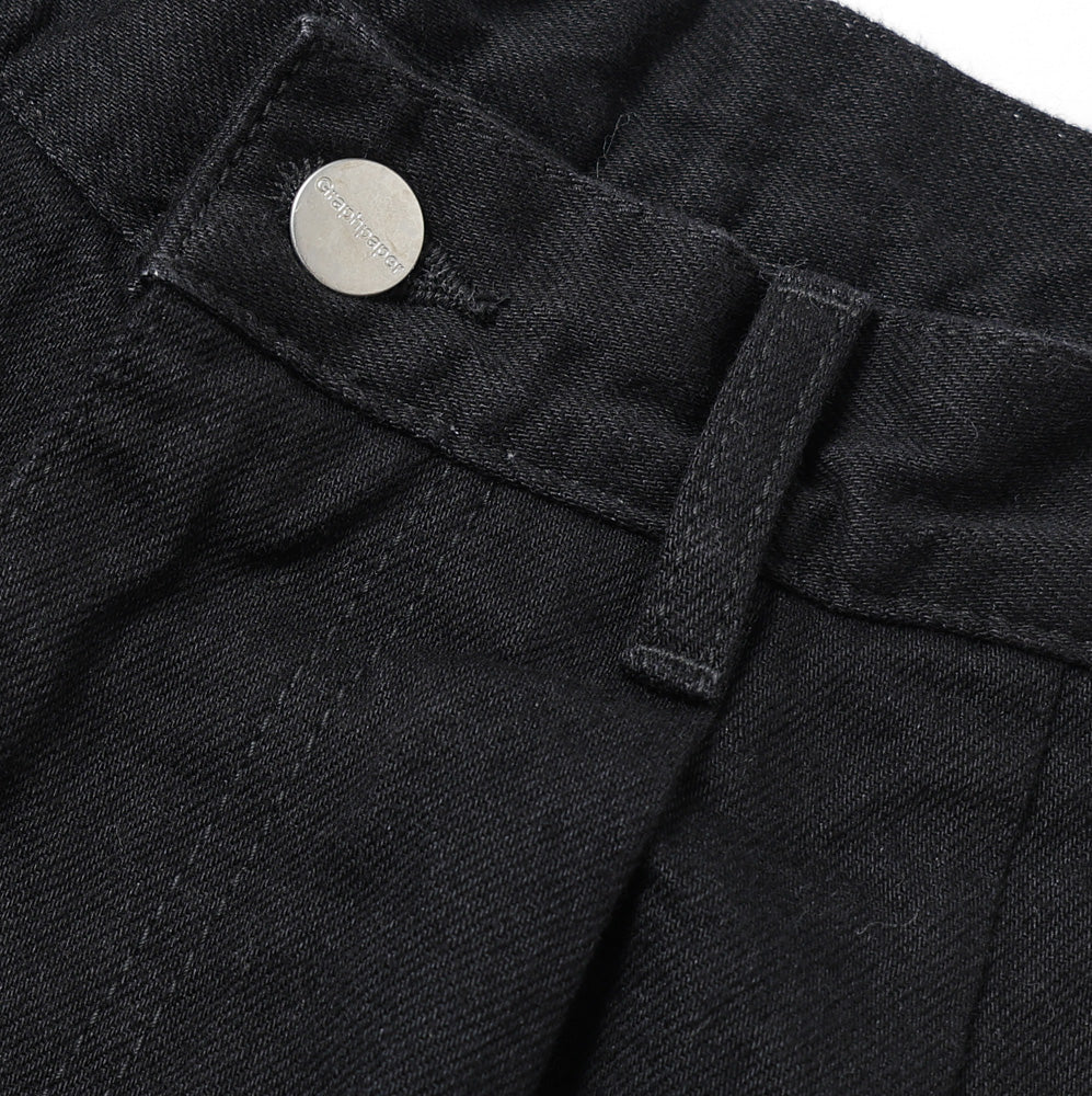 Selvage Denim Two Tuck Tapered Pants(WASHED)