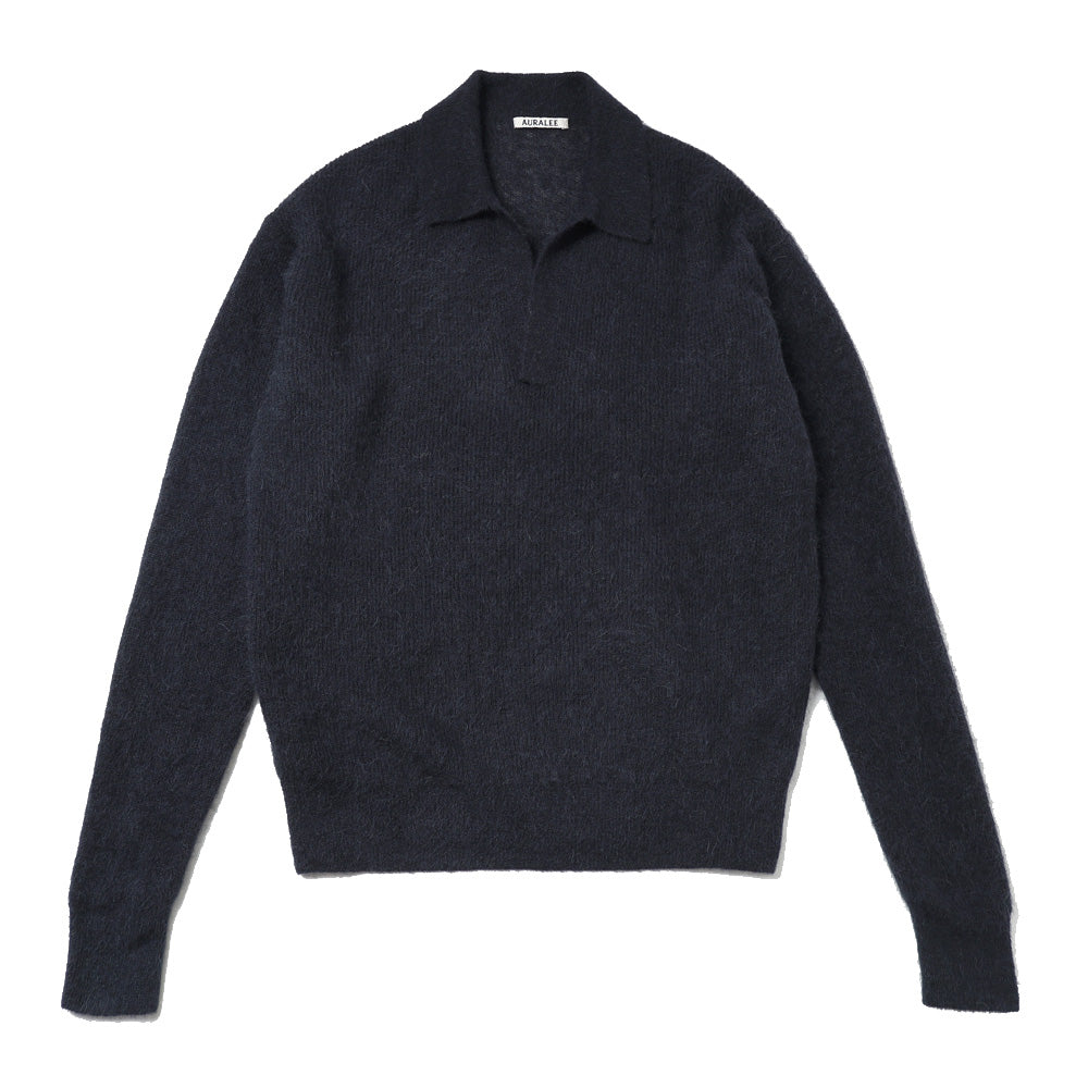 AURALEE) BABY SURI ALPACA SHEER KNIT SKIPPER POLO (A26AP02AK