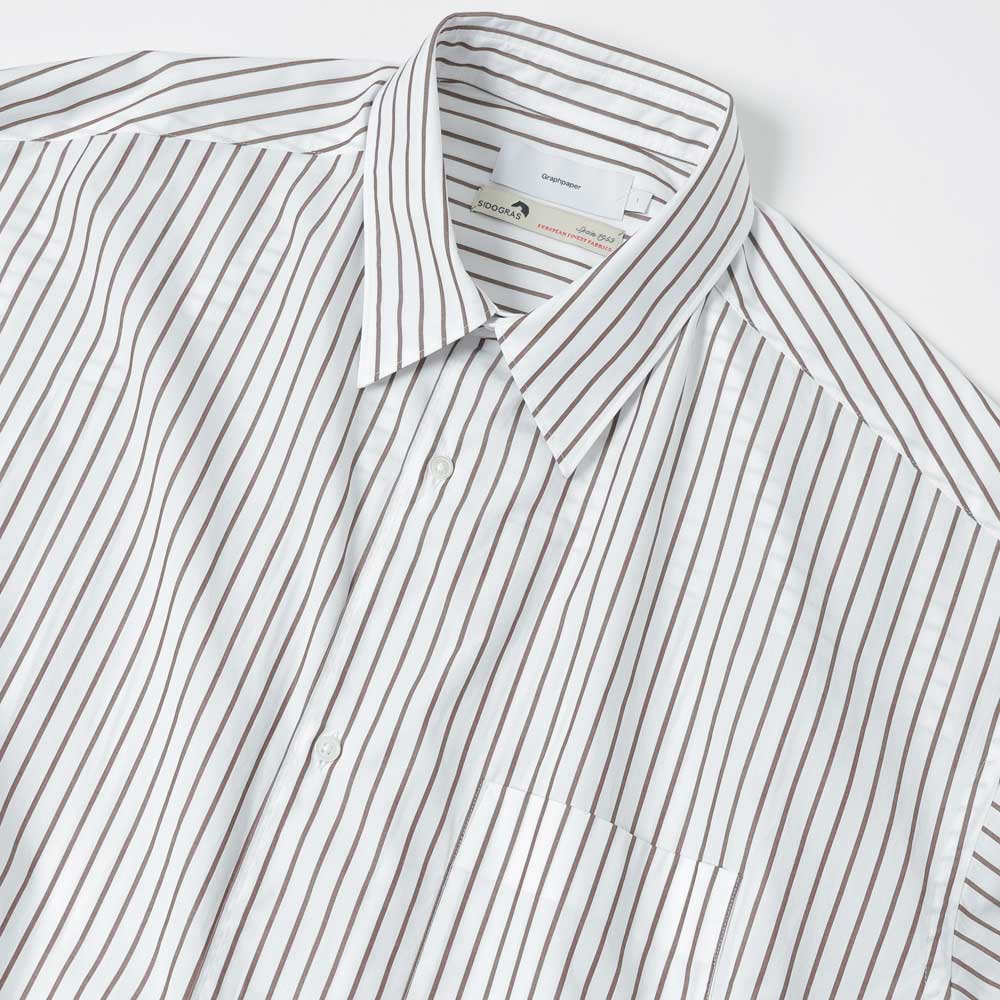 SIDOGRAS Striped Long-Sleeve Oversized Regular Collar Shirt