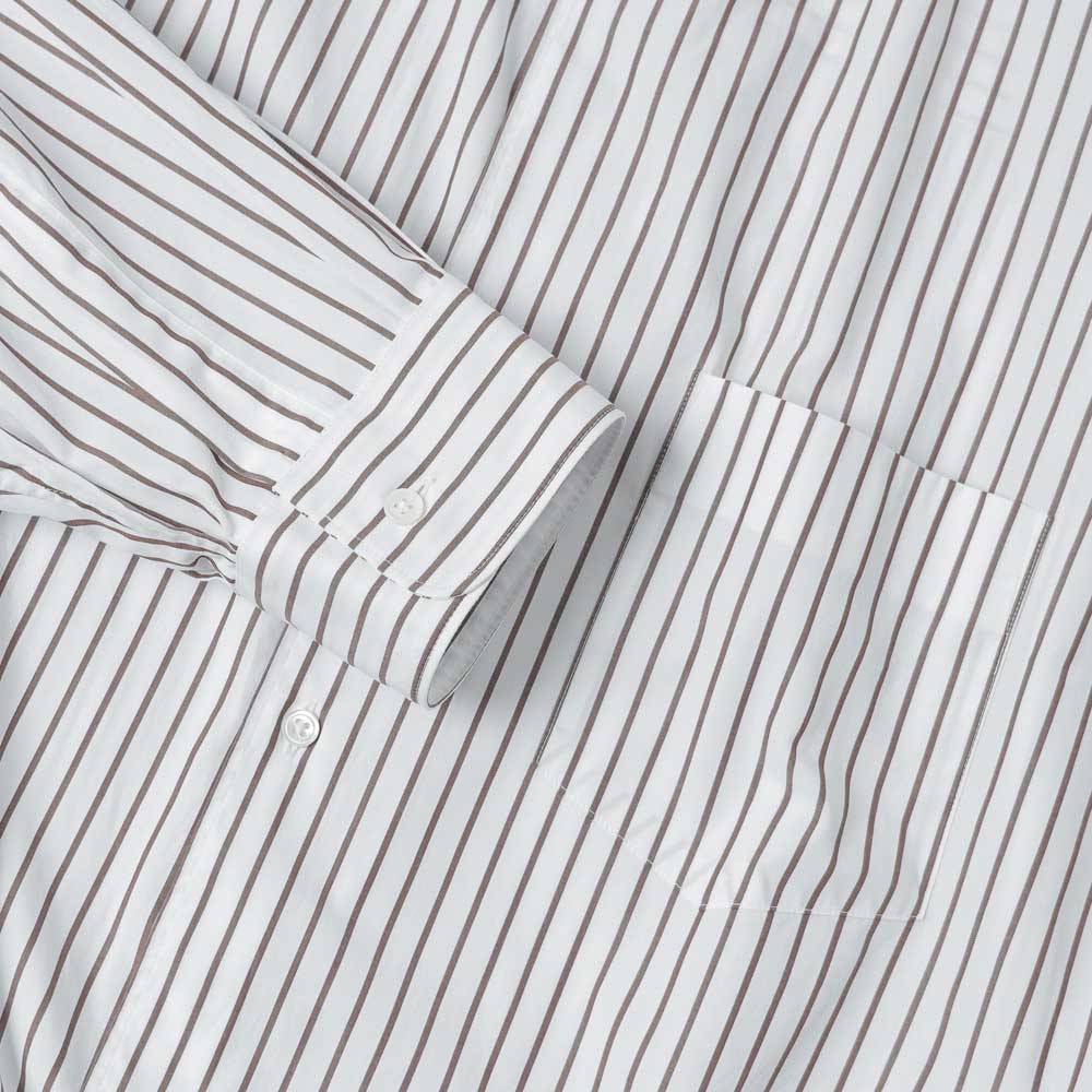 SIDOGRAS Striped Long-Sleeve Oversized Regular Collar Shirt
