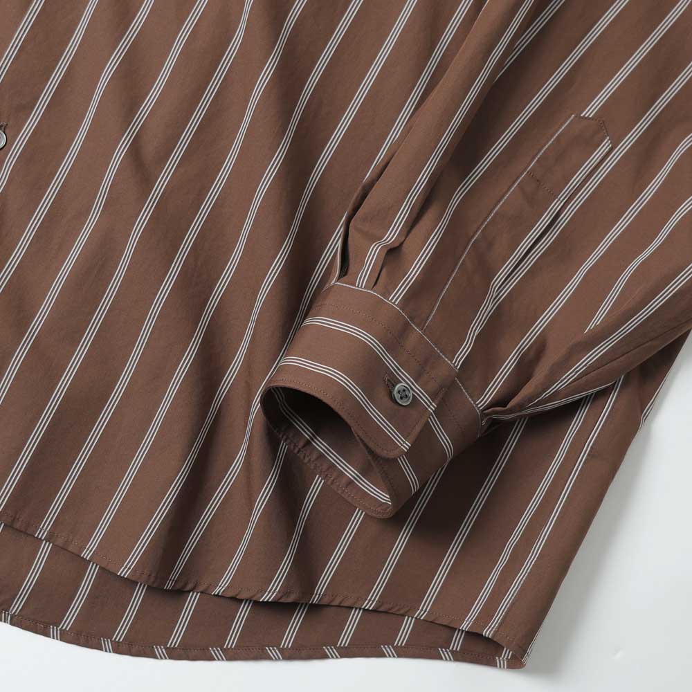 SIDOGRAS Striped Long-Sleeve Oversized Regular Collar Shirt