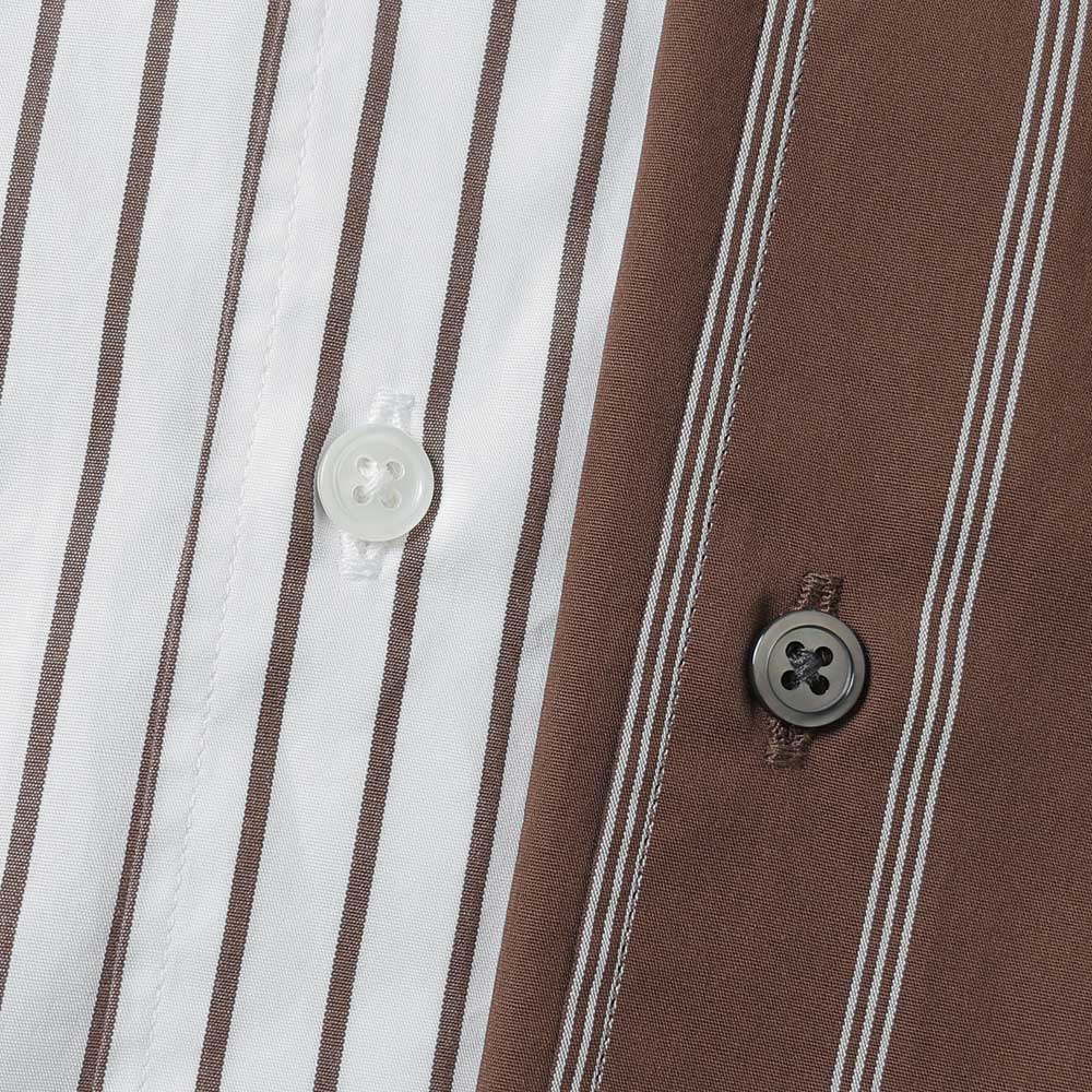 SIDOGRAS Striped Long-Sleeve Oversized Regular Collar Shirt
