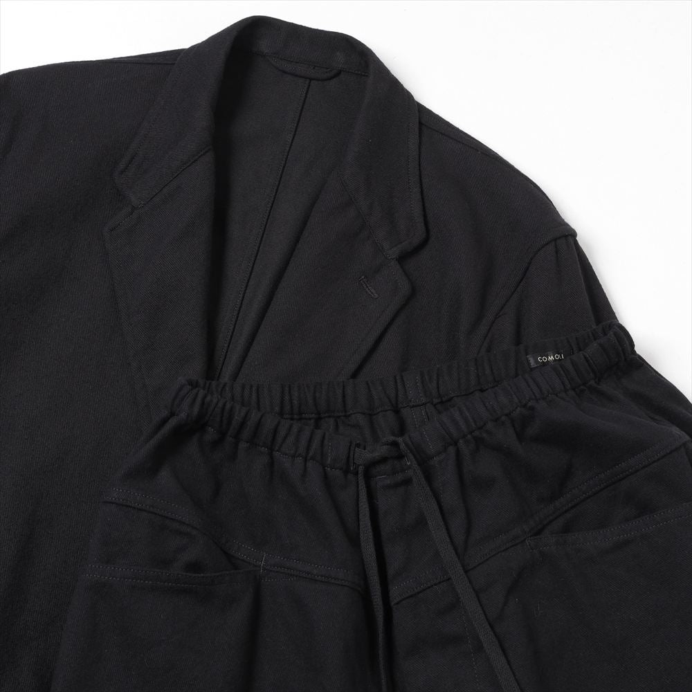 Black drill tapered trousers