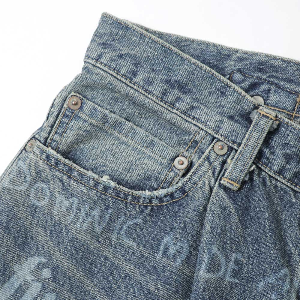 TATTOO Laser Printed Wide Denim Pants