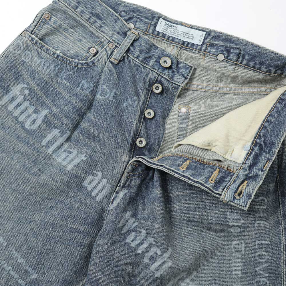 TATTOO Laser Printed Wide Denim Pants