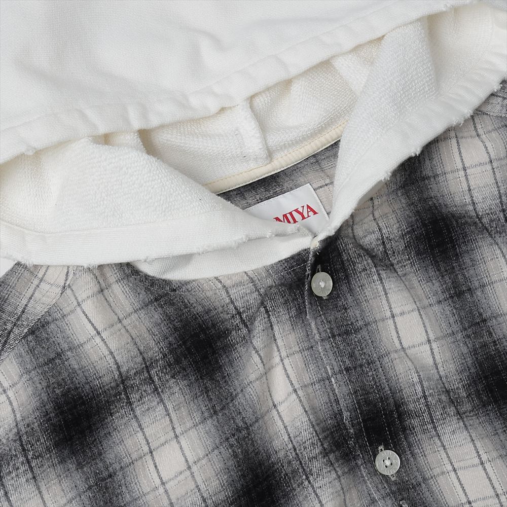 Distressed Hooded Check Shirts (GRAY)