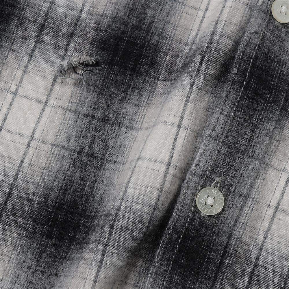 Distressed Hooded Check Shirts (GRAY)
