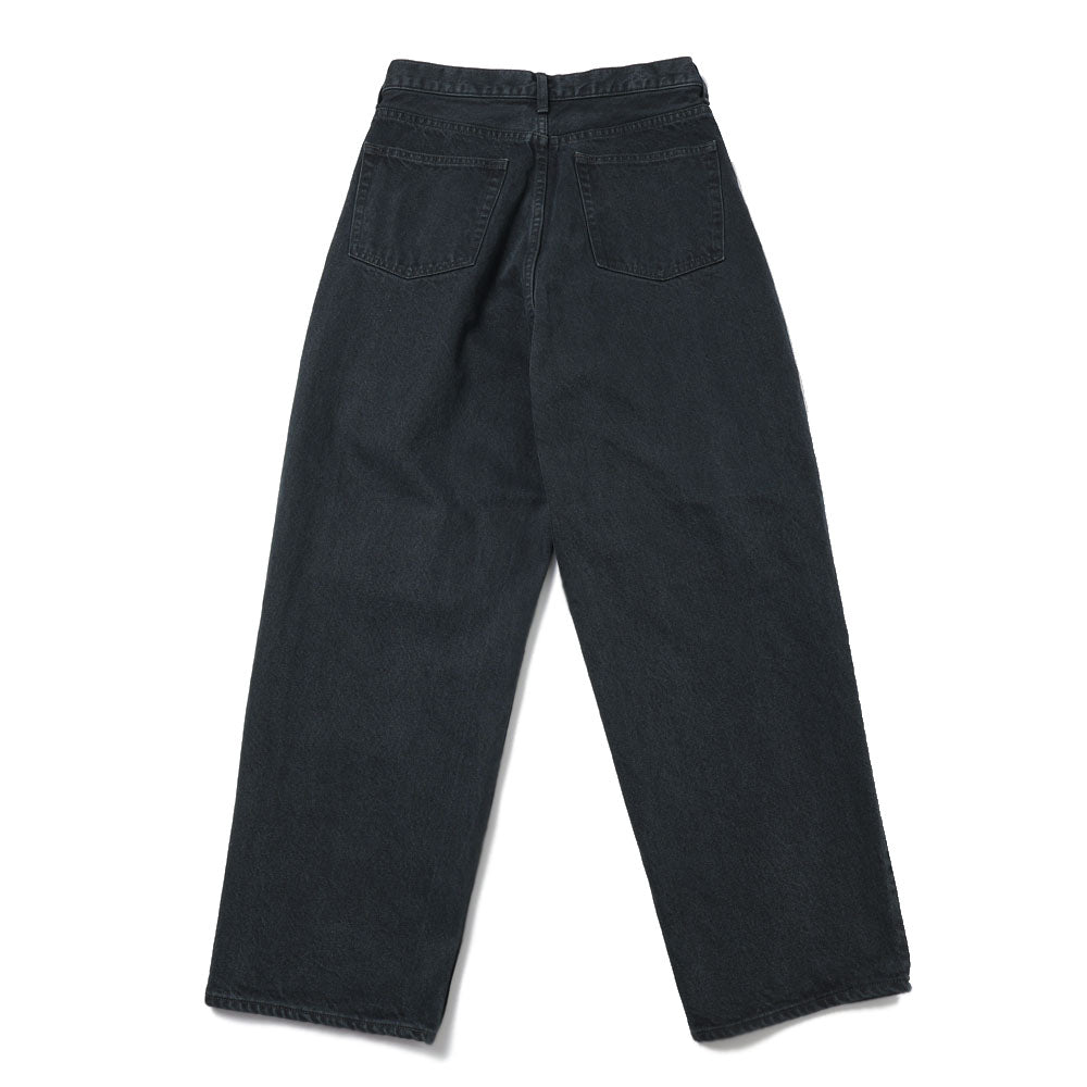 Black Washed Wide Denim Pants