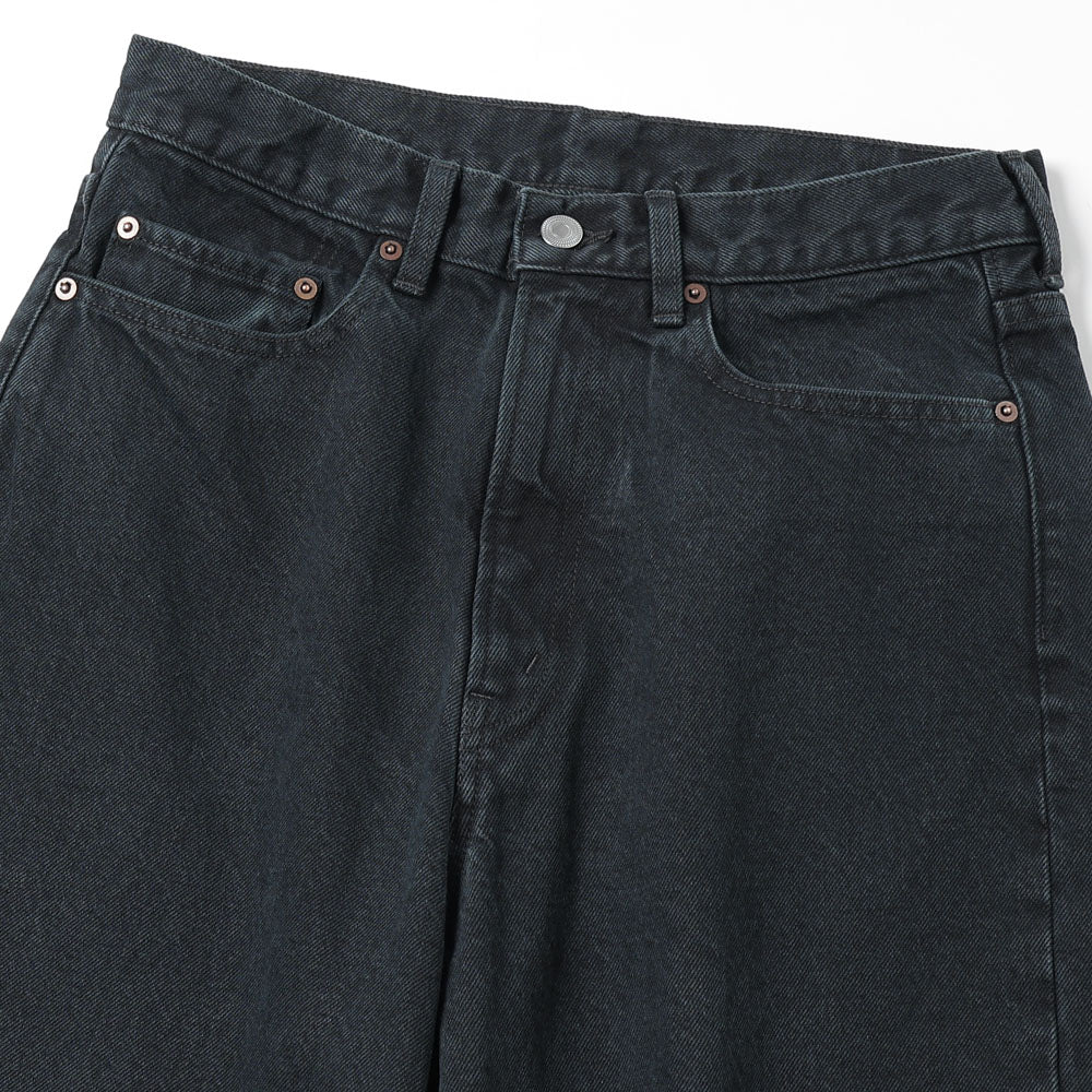 Black Washed Wide Denim Pants