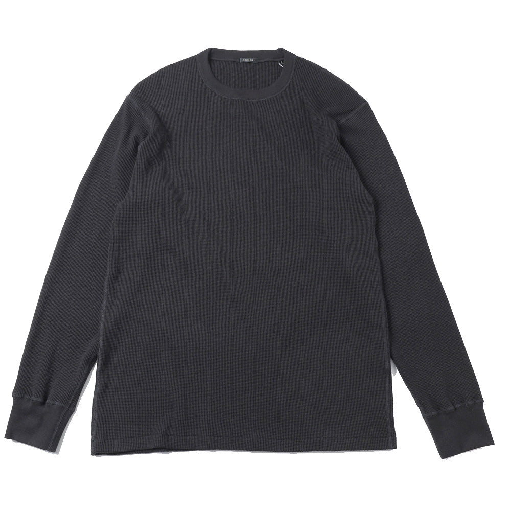 COMOLI◆長袖Tシャツ/3/コットン/GRY/ボーダー/P01-05004 COMOLI（コモリ）コットンジャージ 長袖Tシャツ A03-05011 12042400171