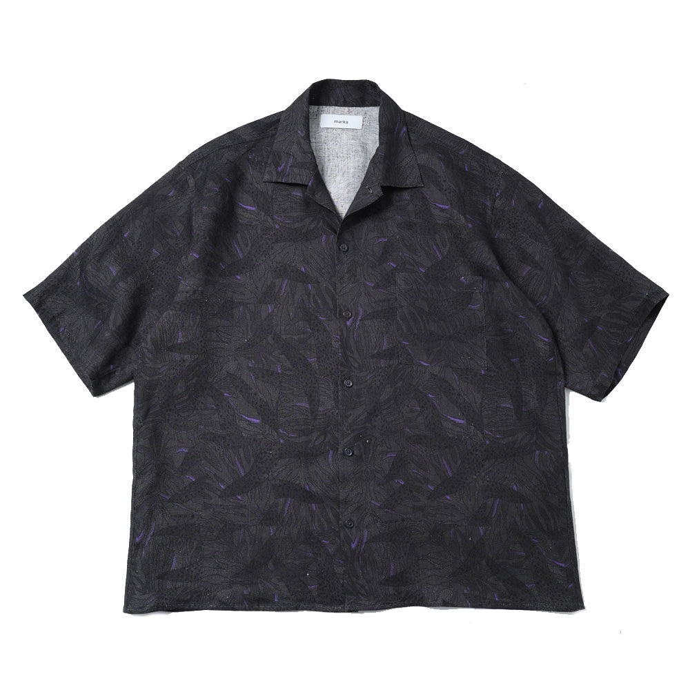 OPEN COLLAR S/S SHIRT LINEN TROPICAL