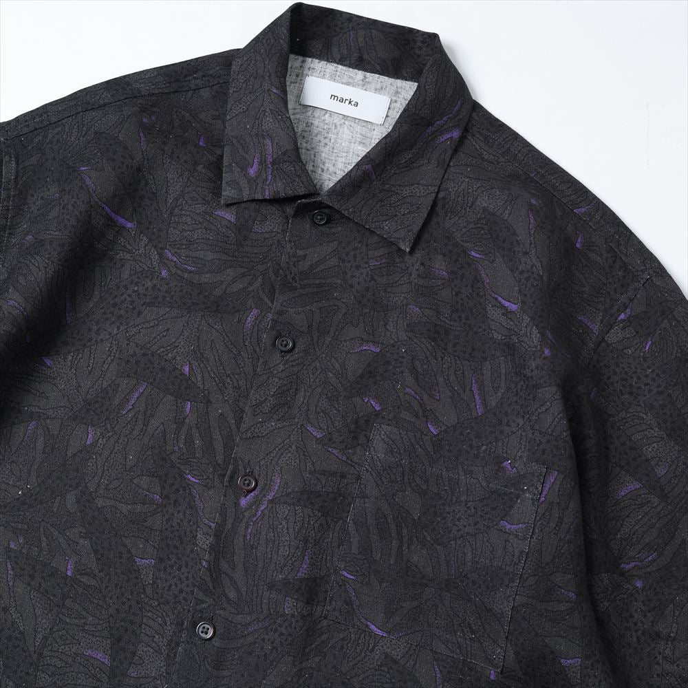 OPEN COLLAR S/S SHIRT LINEN TROPICAL