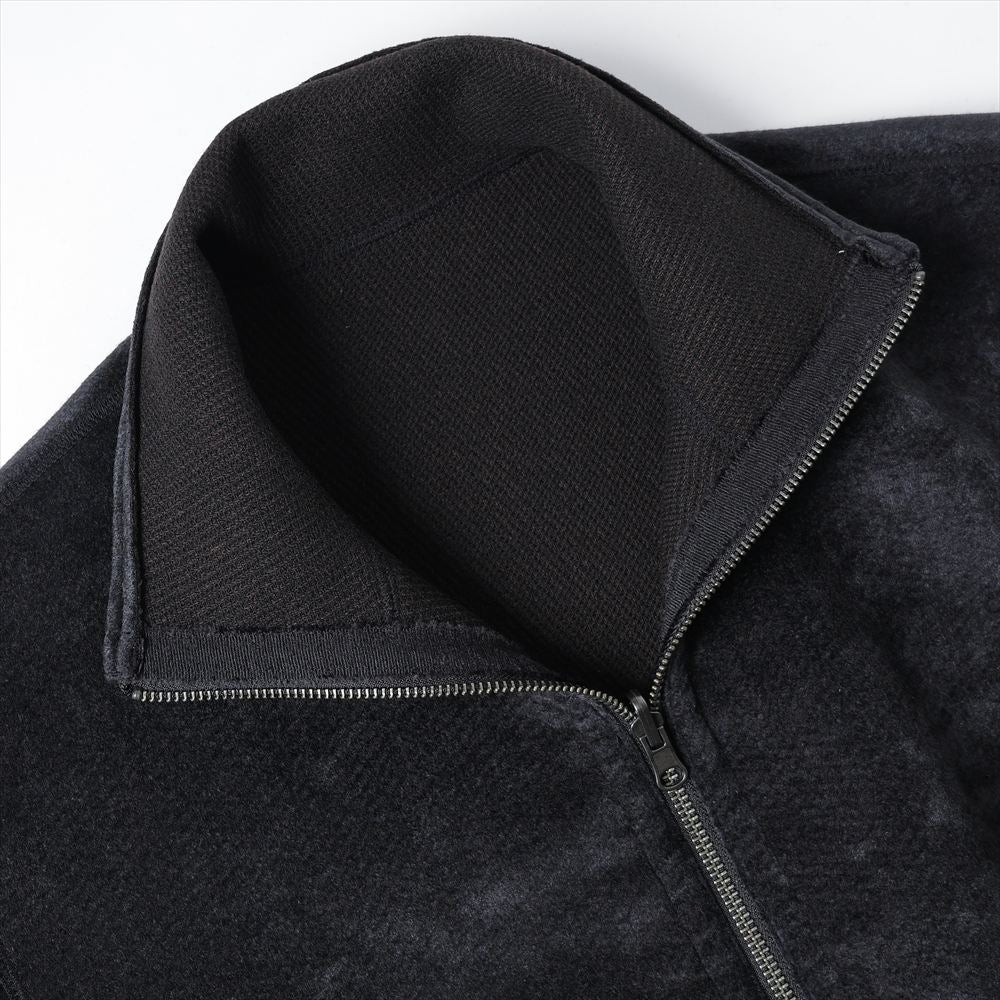 REVERSIBLE STAND NECK BLOUSON - Double Face Fab. Wool & Crush Velour -