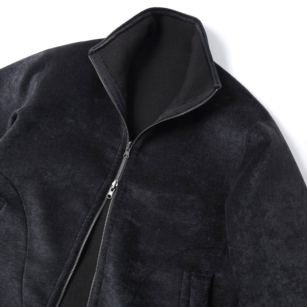 REVERSIBLE STAND NECK BLOUSON - Double Face Fab. Wool & Crush Velour -