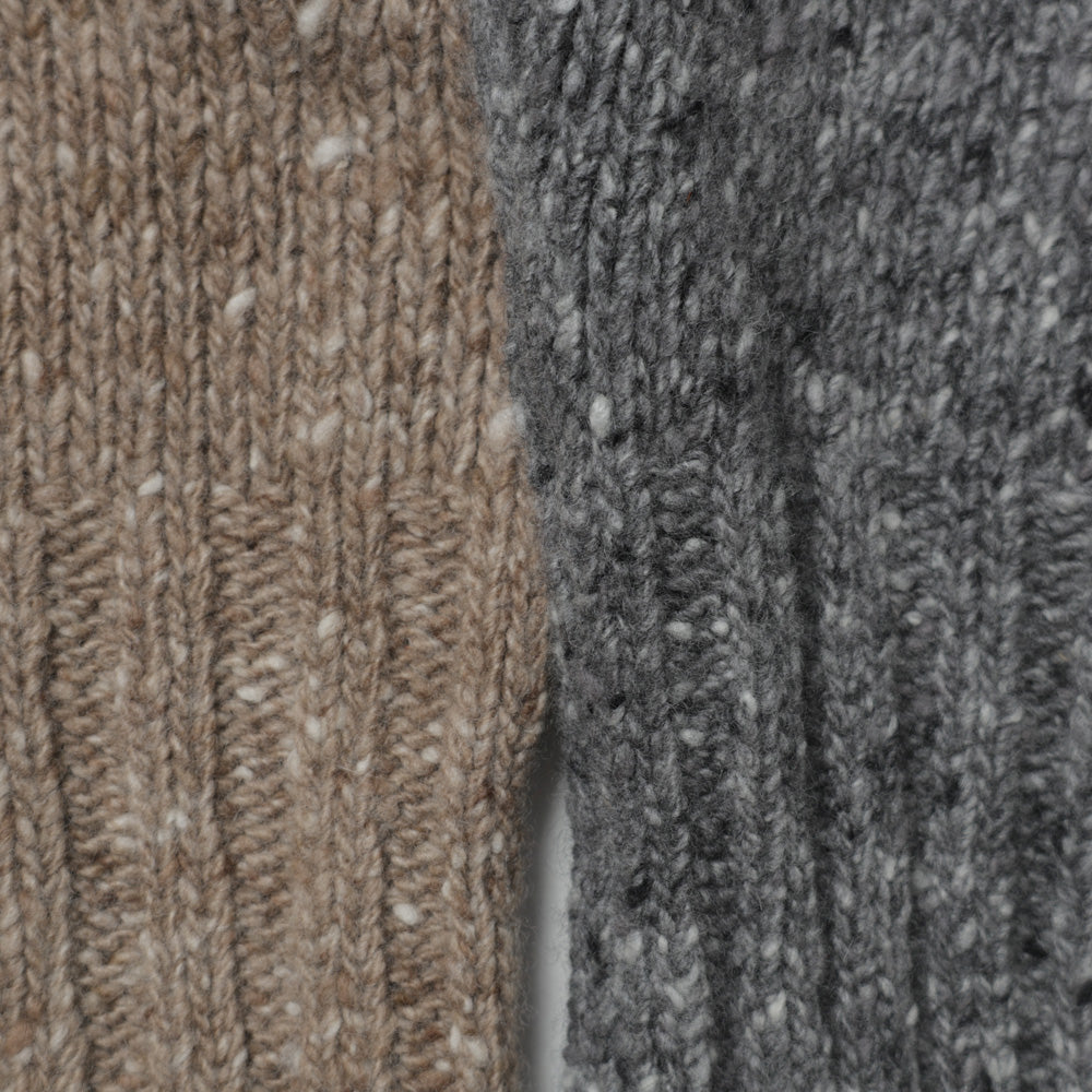 LOW-GAUGE HOMESPUN TWEED KNIT ZIP TURTLE