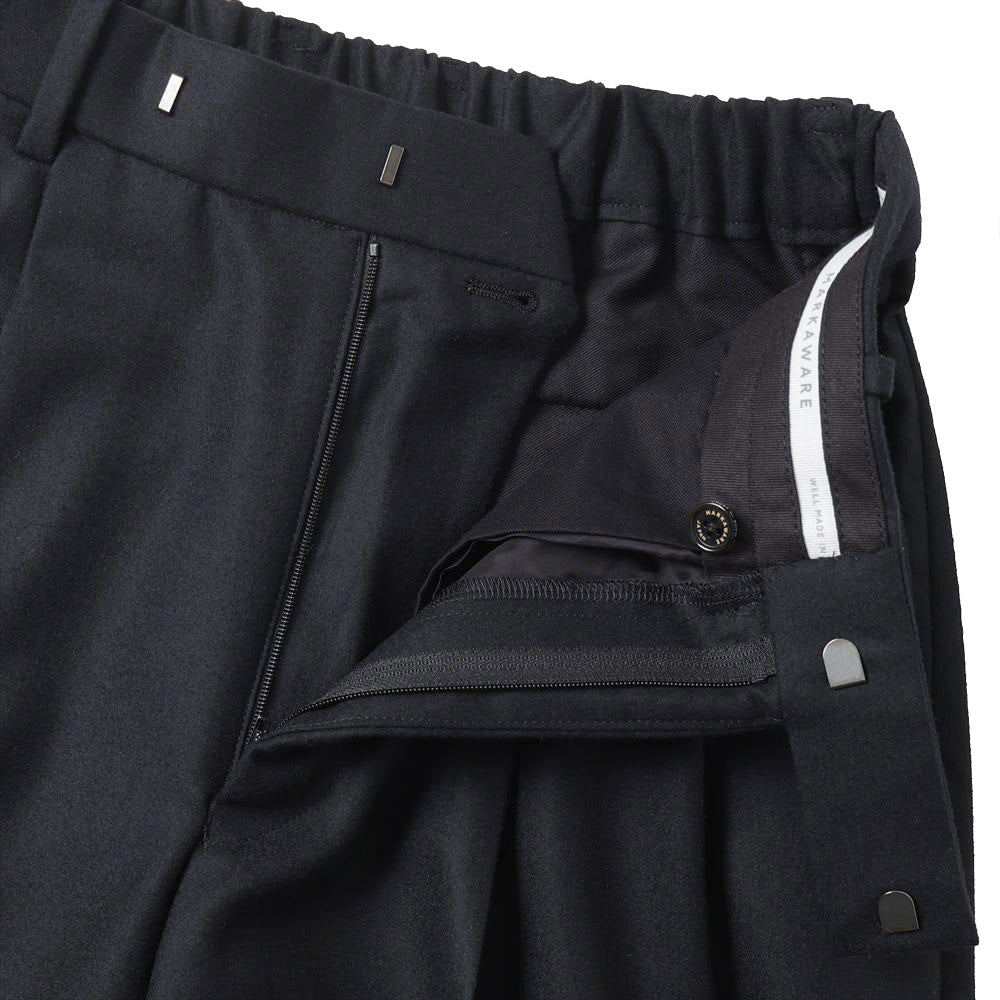 DOUBLE PLEATED WIDE TROUSERS ORGANIC WOOL FLANNEL