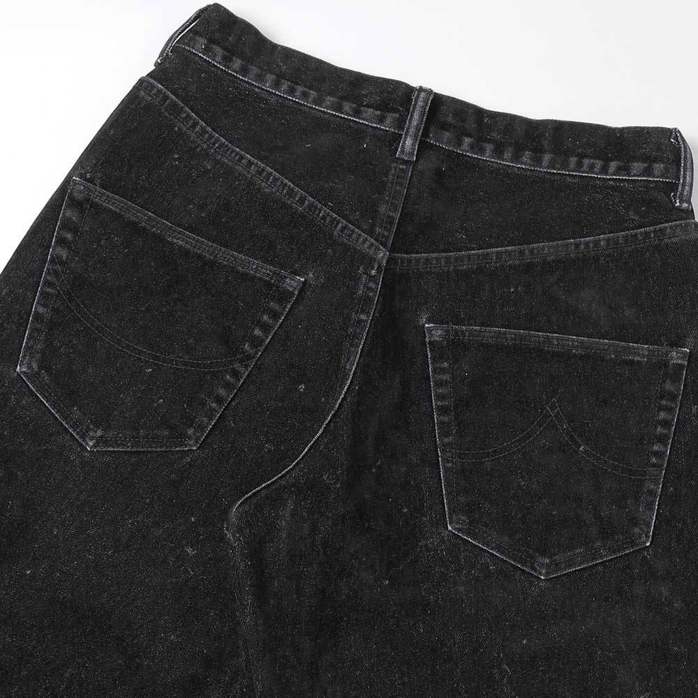FLOCKED DEINM EMBROIDERED PANTS