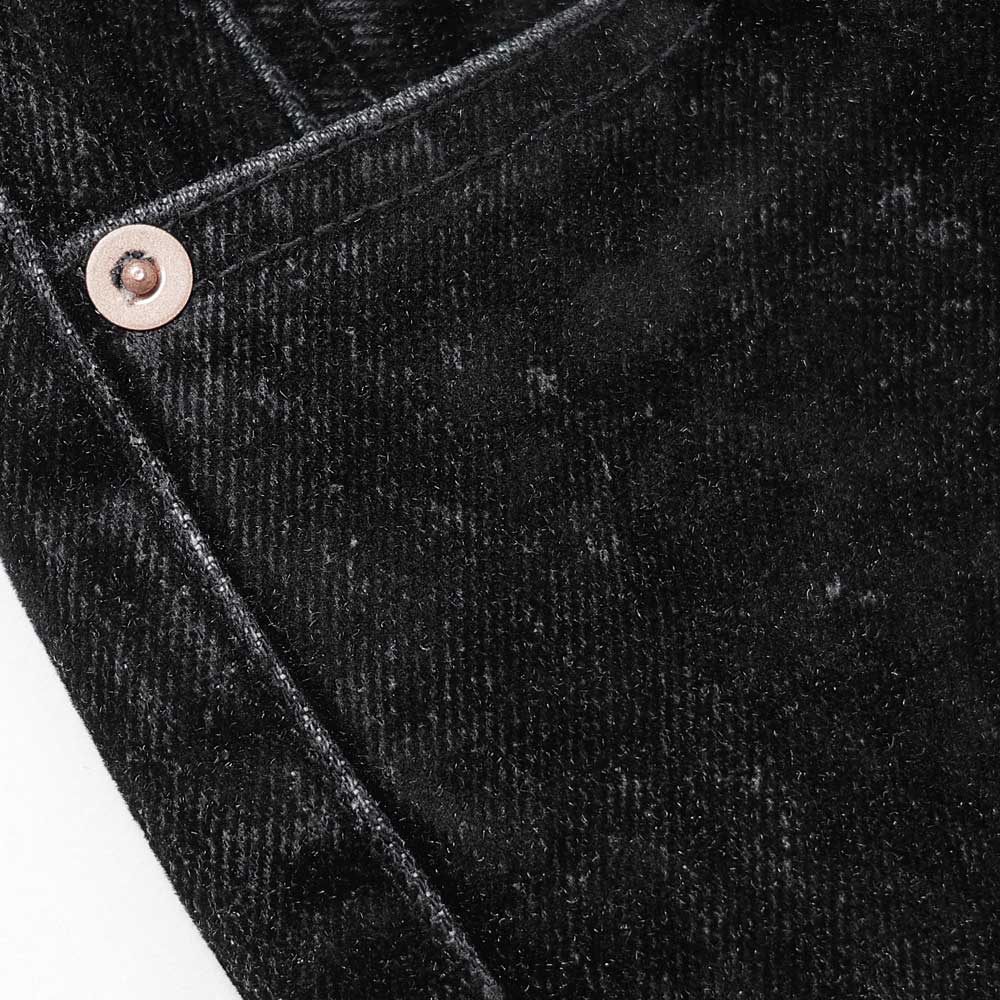 FLOCKED DEINM EMBROIDERED PANTS