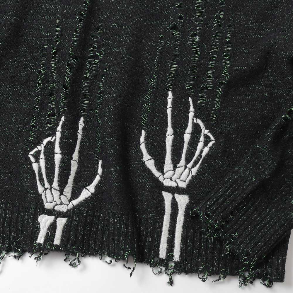 SKELTON SCRATCH KNIT PULLOVER