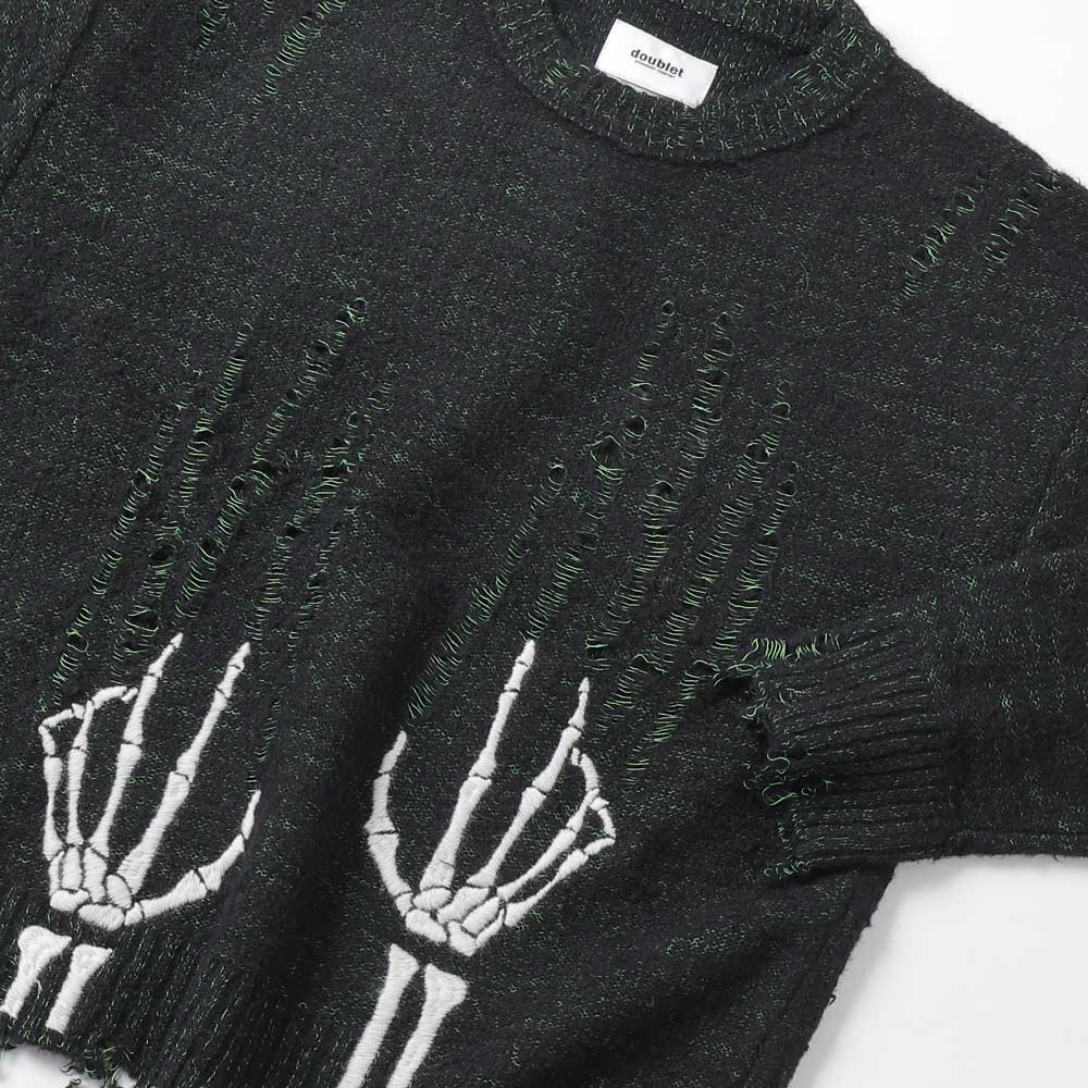 SKELTON SCRATCH KNIT PULLOVER